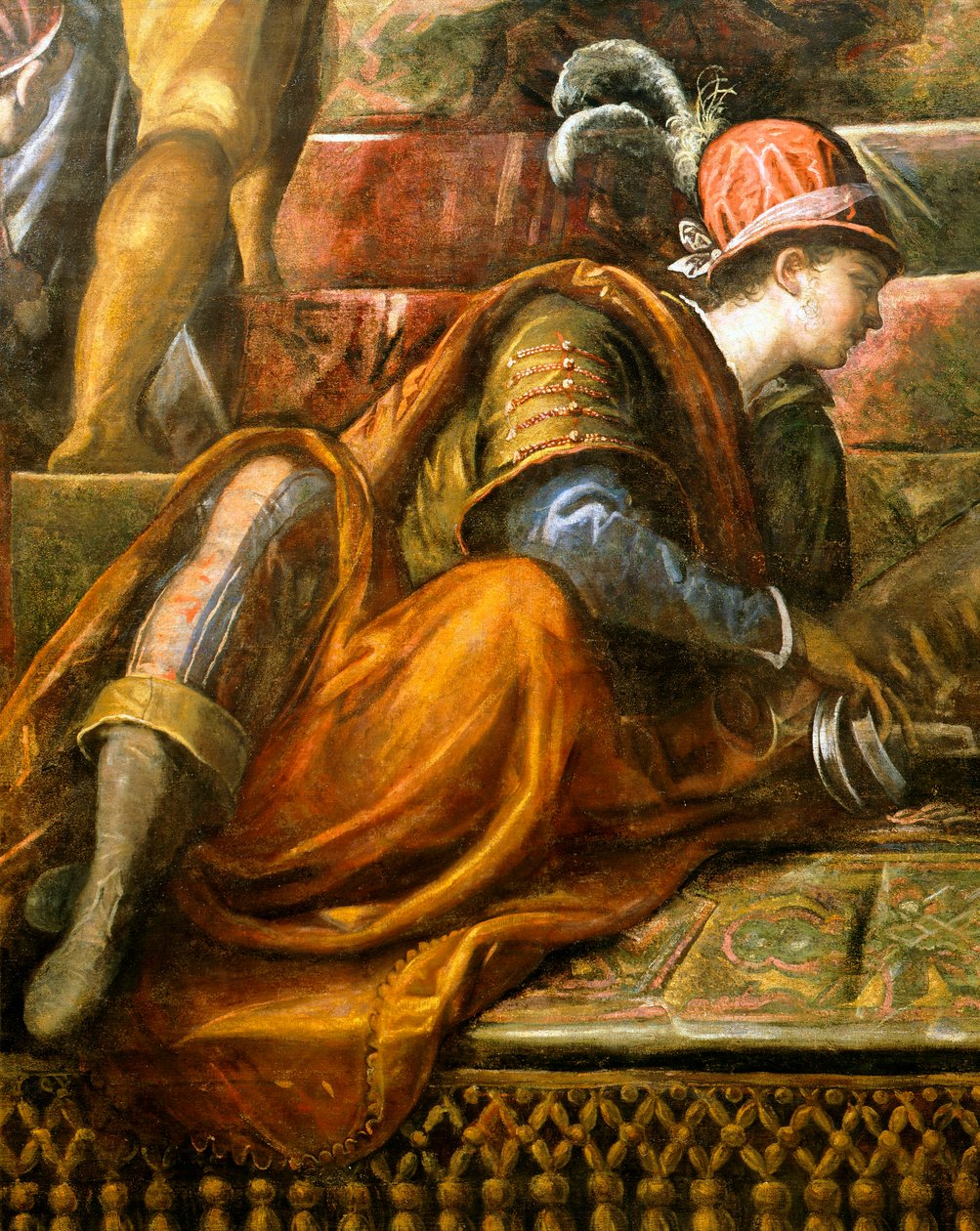 Doge Niccolo da Ponte tar emot olivkvist från Venedig, av Jacopo Robusti känd som Tintoretto (1518-1594), Detail, Sala del Maggior Consiglio (Hall of Great Council), Palazzo Ducale, Venedig av Jacopo Robusti Tintoretto