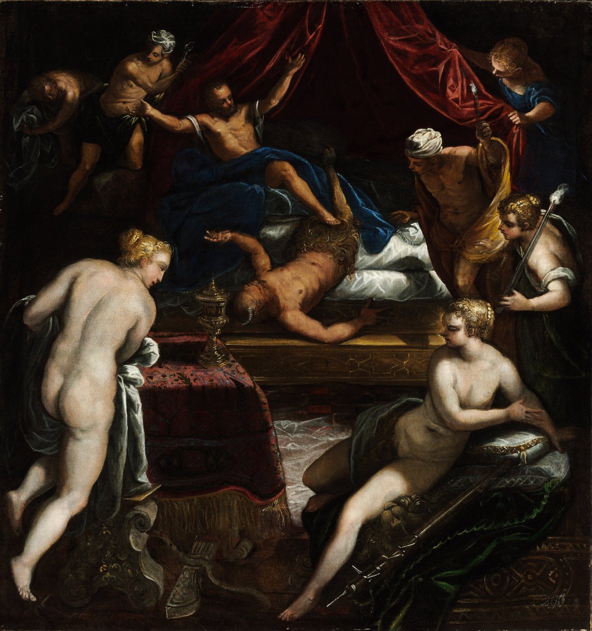 Hercules utvisar faunen från Omphales säng av Jacopo Robusti Tintoretto