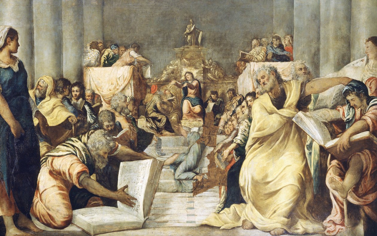 Jesus bland läkare i Jerusalems tempel av Jacopo Robusti Tintoretto