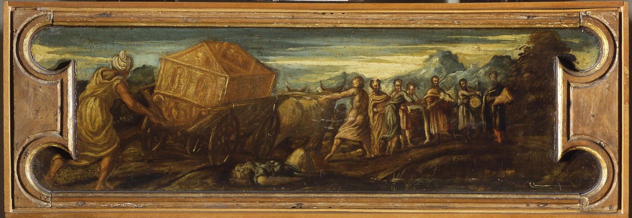 Kung David bär förbundsarken in i Jerusalem. av Jacopo Robusti Tintoretto