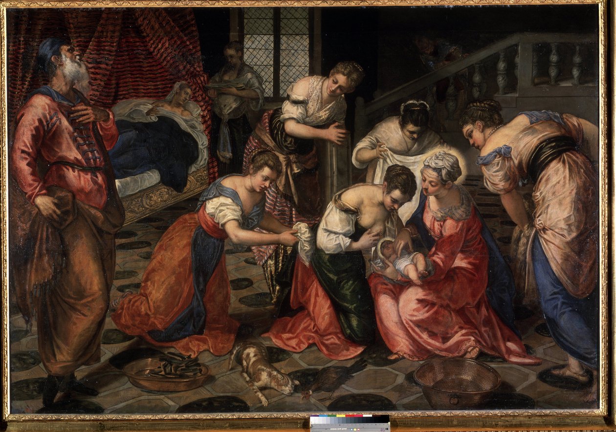 La nativite de Saint Jean Baptiste (Johannes döparens födelse). Målning av Tintoretto (Jacopo Robusti kallad Tintoretto av Jacopo Robusti Tintoretto