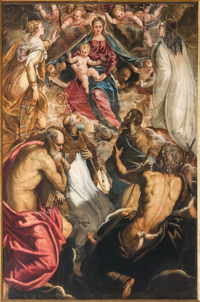 Madonna med spädbarnet Jesus och heliga av Jacopo Robusti Tintoretto