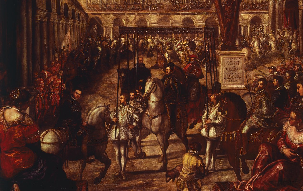 Filip II togs emot av Francesco Gonzaga i Mantua av Jacopo Robusti Tintoretto