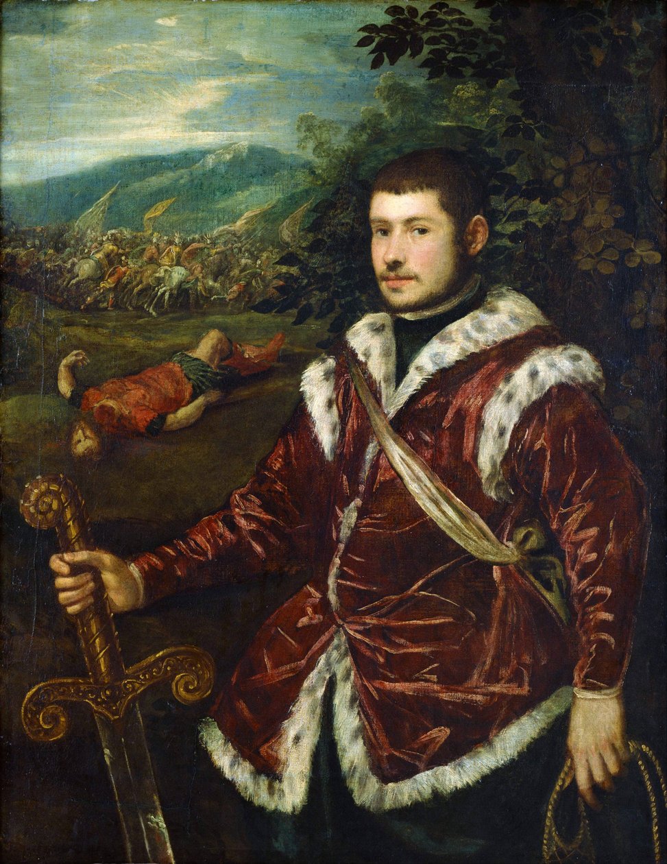 ""Porträtt av en ung man sa att David hade dödat Goliat"" Målning av Jacopo Tintoretto (Tintoretto) (1518-1594) Circa 1555 National Museum of Western Art, Tokyo Japan av Jacopo Robusti Tintoretto