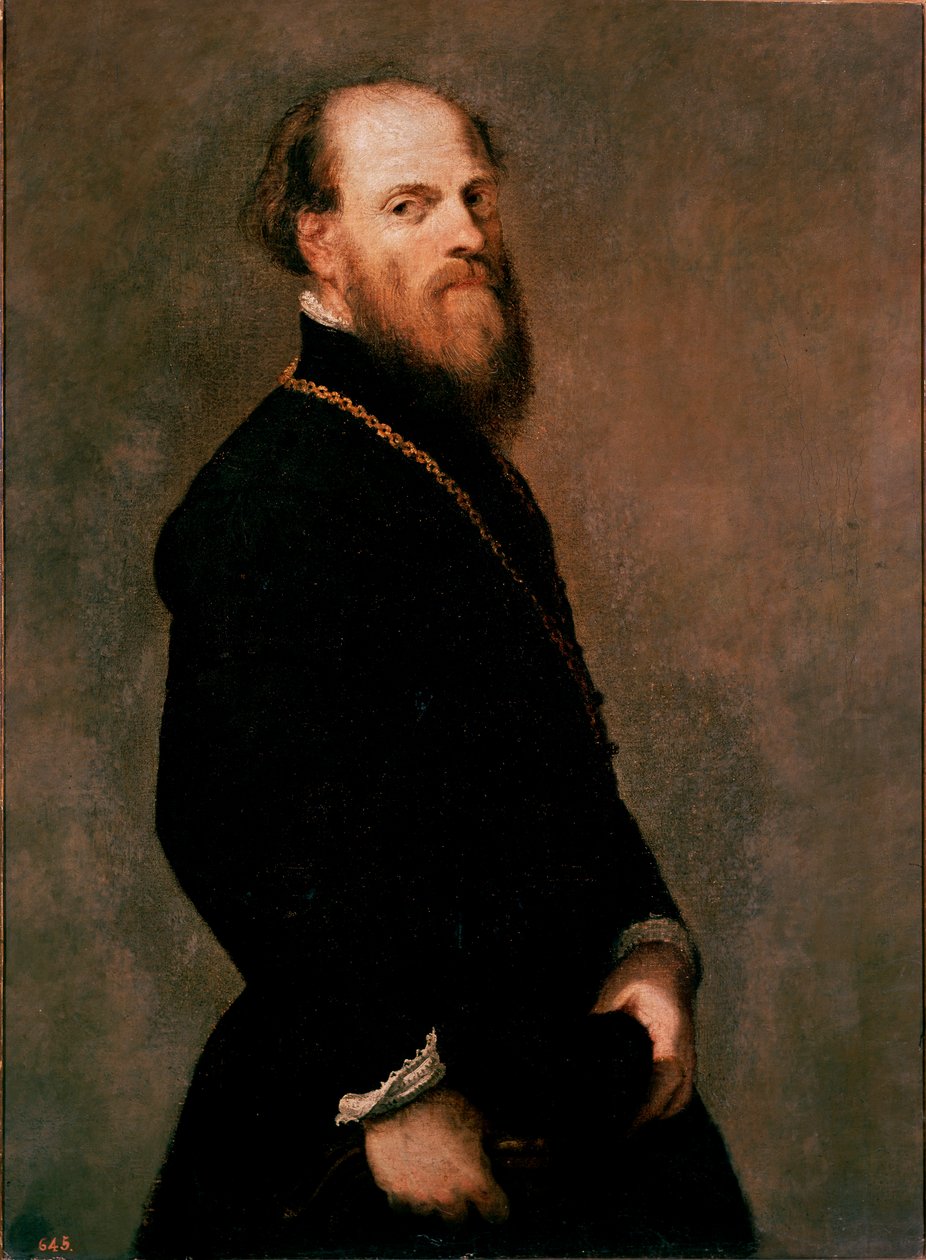 Porträtt av en gentleman i guldkedjan målning av Jacopo Robusti dit Tintoretto av Jacopo Robusti Tintoretto