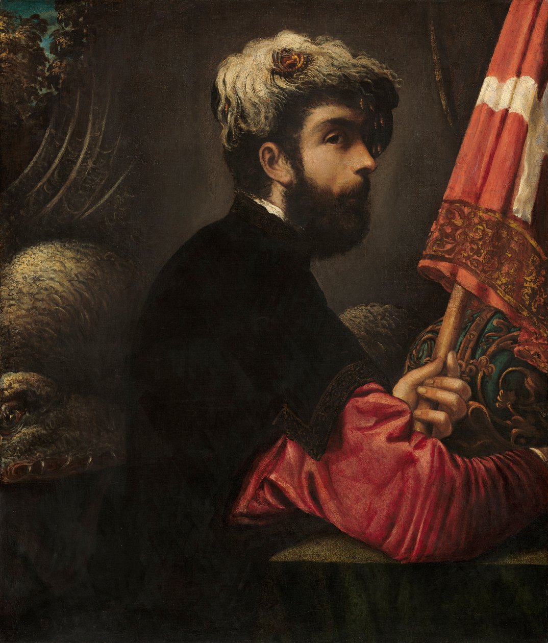 Porträtt av en man som Saint George, 1540-50 av Jacopo Robusti Tintoretto