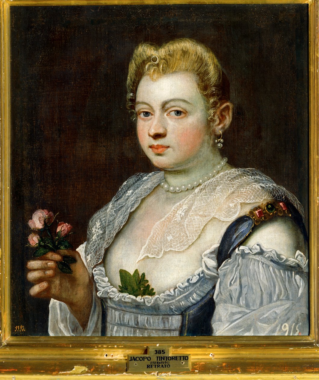 Porträtt av en okänd dam ... (målning på duk) av Jacopo Robusti Tintoretto