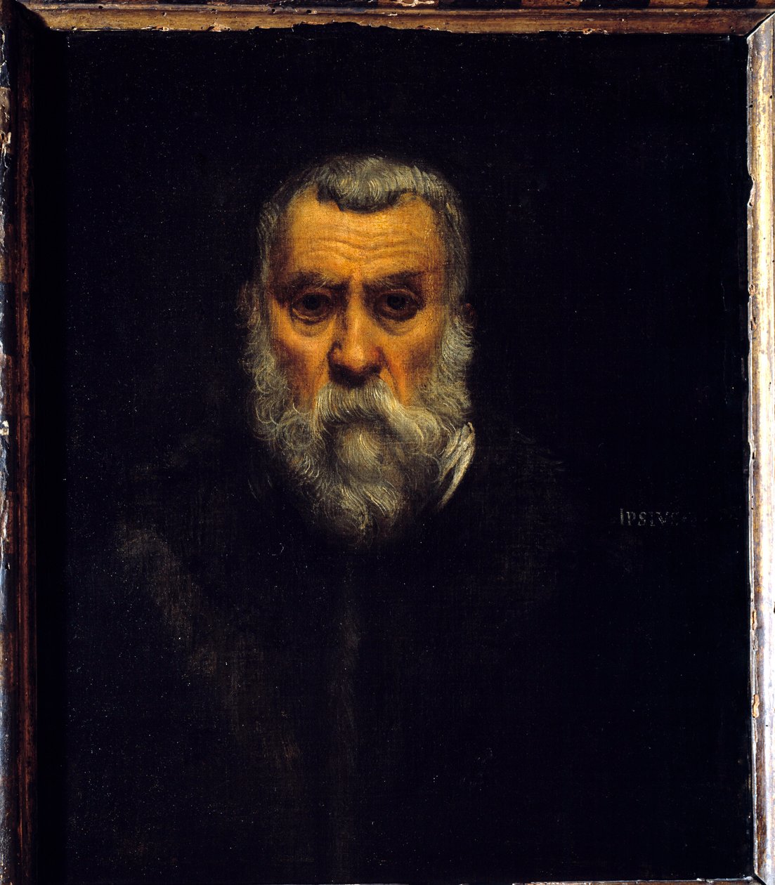 Självporträtt. Målning av Jacopo Robusti känd som Tintoretto (The Tintoret av Jacopo Robusti Tintoretto