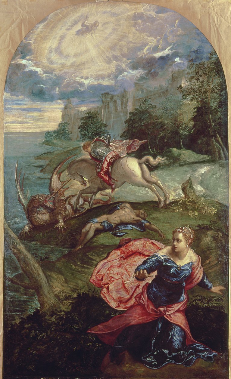 St.George och draken av Jacopo Robusti Tintoretto