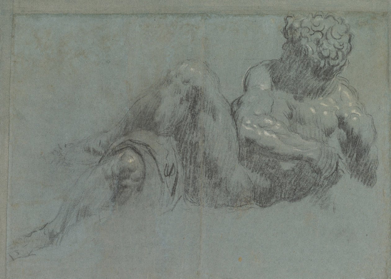 Studie efter Michelangelos Giorno, ca 1550-55 (krita på papper) av Jacopo Robusti Tintoretto