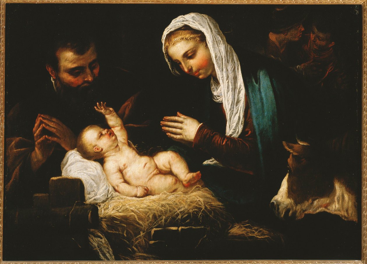 Den heliga familjen ... (målning på duk) av Jacopo Robusti Tintoretto