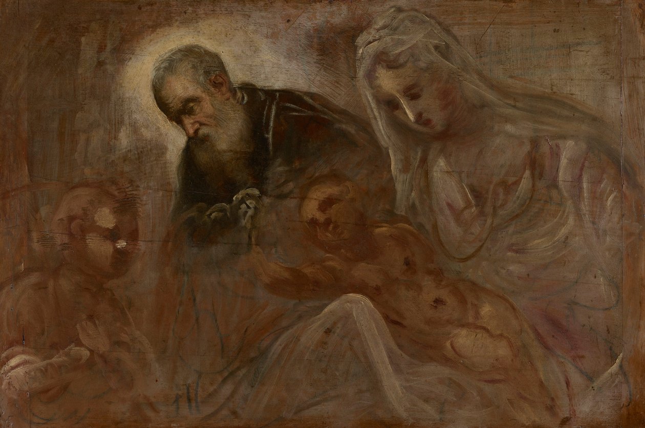 Den heliga familjen med den unge Johannes döparen, 1547 av Jacopo Robusti Tintoretto