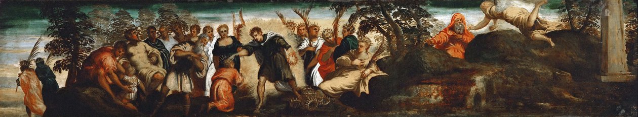 Förutsägelsen till David - Jacopo Tintoretto (1518-1594). Olja på trä, ca 1545. Mått: 29x153,5 cm. Konsthistoriska museet, Vienne av Jacopo Robusti Tintoretto