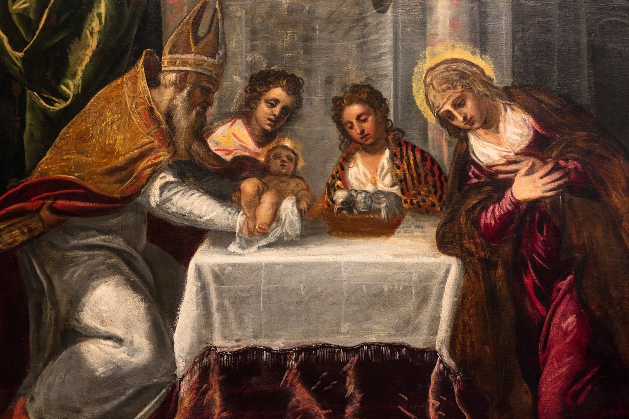 Framställningen i templet, detalj, ca 1540 (olja på duk) av Jacopo Robusti Tintoretto