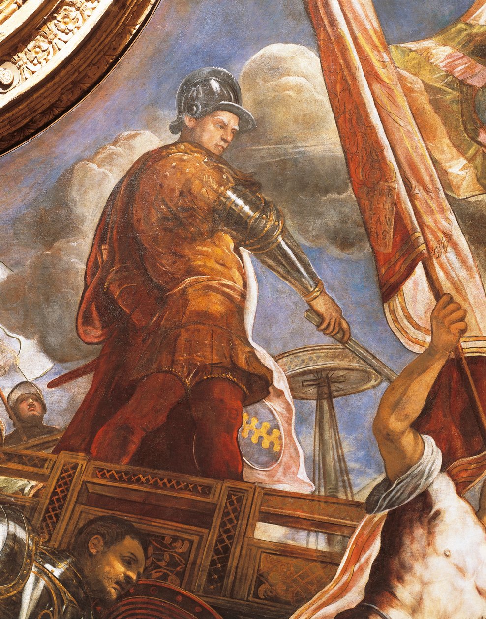 Venetianerna slåss mot Aragoneserna i Gallipoli, av Jacopo Robusti, känd som Tintoretto (1518-1594), Detail, Sala del Maggior Consiglio (Hall of Great Council), Palazzo Ducale, Venedig av Jacopo Robusti Tintoretto
