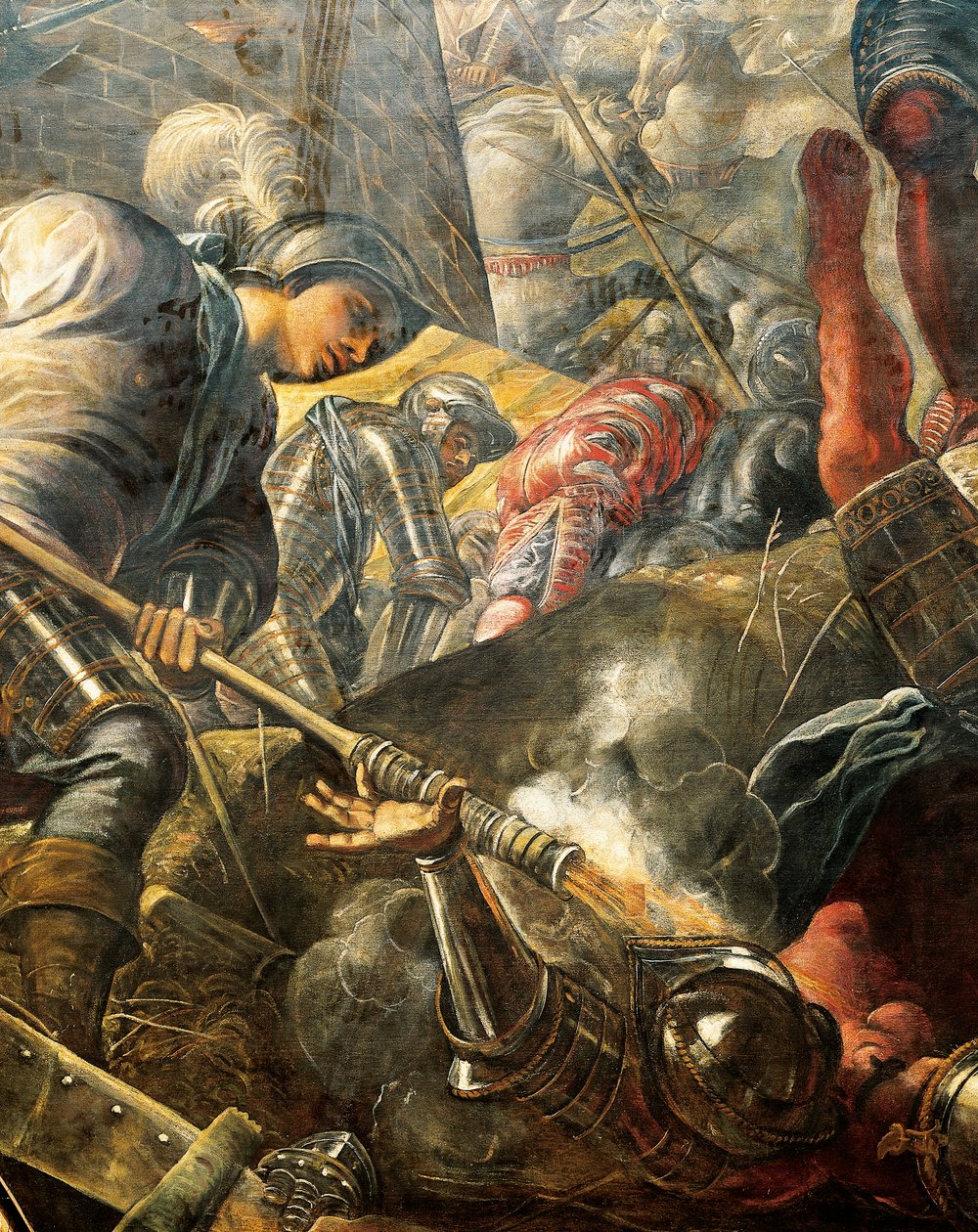 Venetianerna hjälper Brescians att bryta Filippo Maria Viscontis belägring, av Jacopo Robusti, känd som Tintoretto (1518-1594), Detail, Sala del Maggior Consiglio (Hall of Great Council), Palazzo Ducale, Venedig av Jacopo Robusti Tintoretto