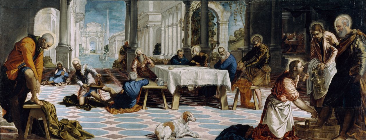The Washing of the Feet, ca 1547 (olja på duk) av Jacopo Robusti Tintoretto