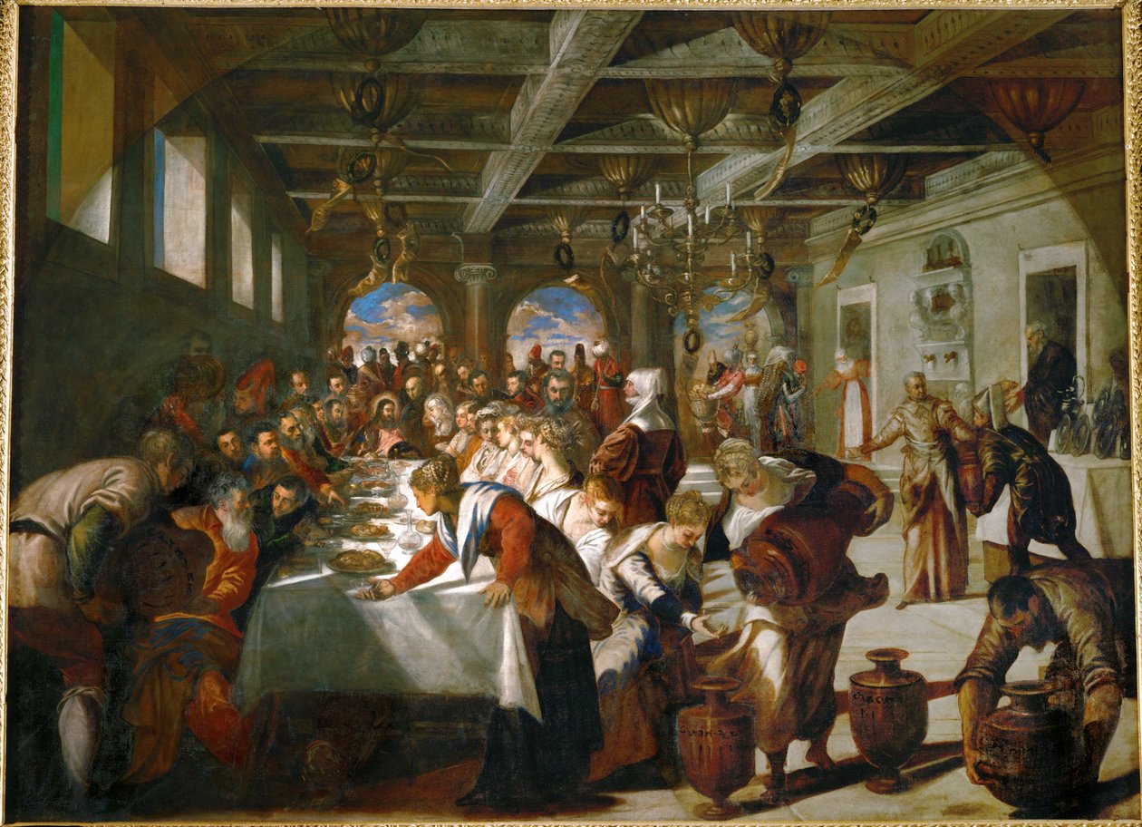 Bröllopet vid Cana ... (olja på duk) av Jacopo Robusti Tintoretto