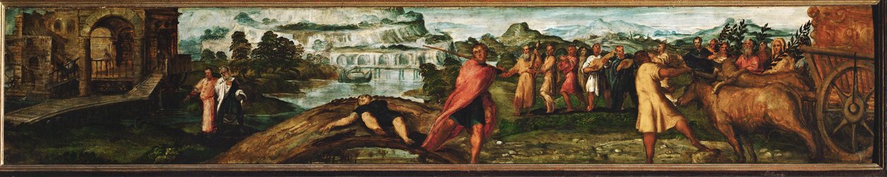 Transport av förbundsarken ... (olja på trä) av Jacopo Robusti Tintoretto
