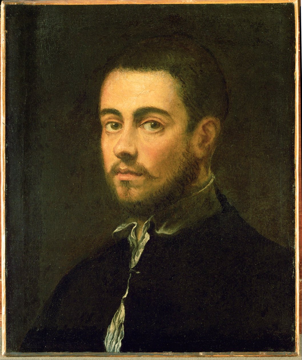 Ung man med skägg ... (olja på duk) av Jacopo Robusti Tintoretto