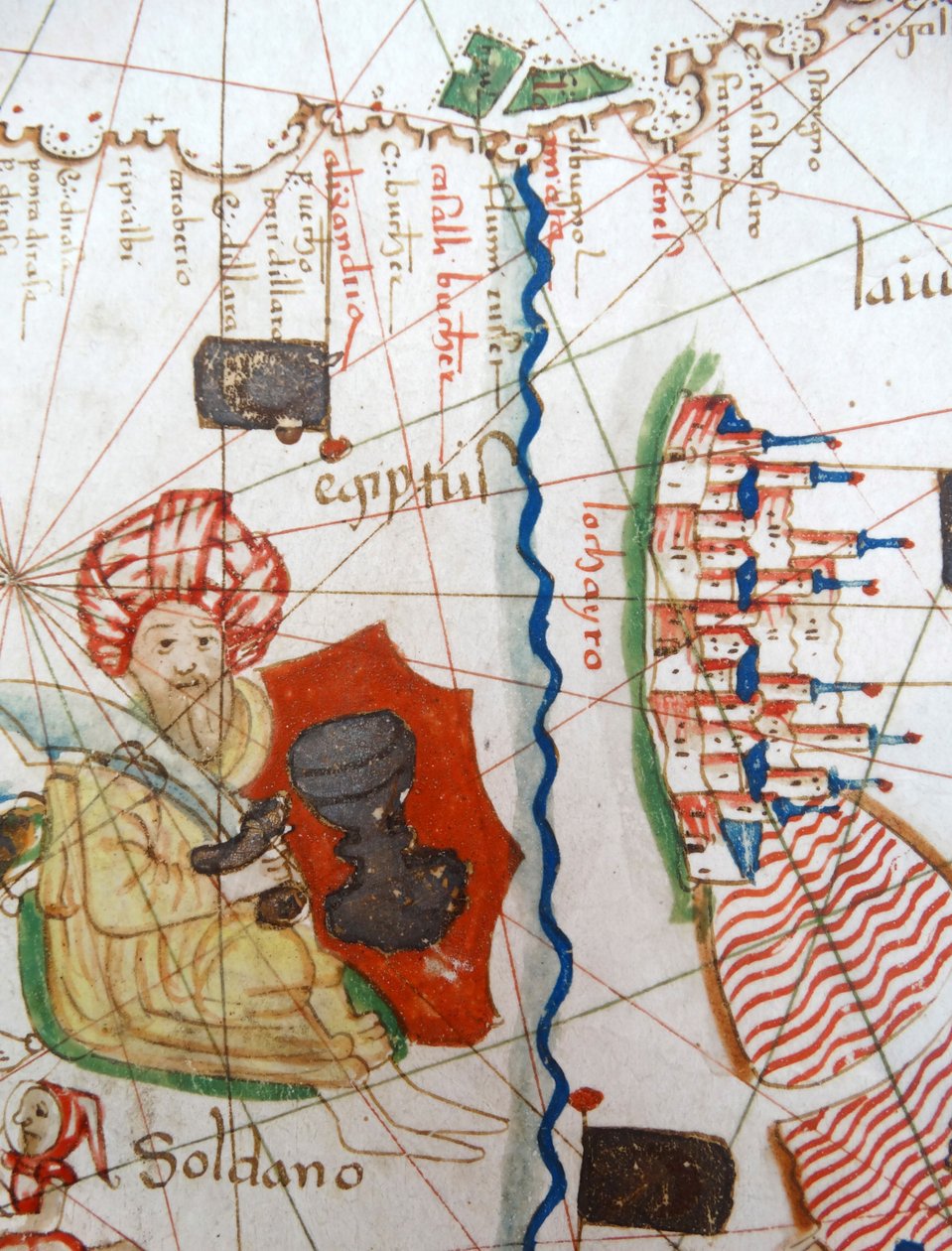 Egypten och Röda havet detalj från en renässanskarta över Europa, Jacopo Russo (efter) 1528 av Jacopo Russo