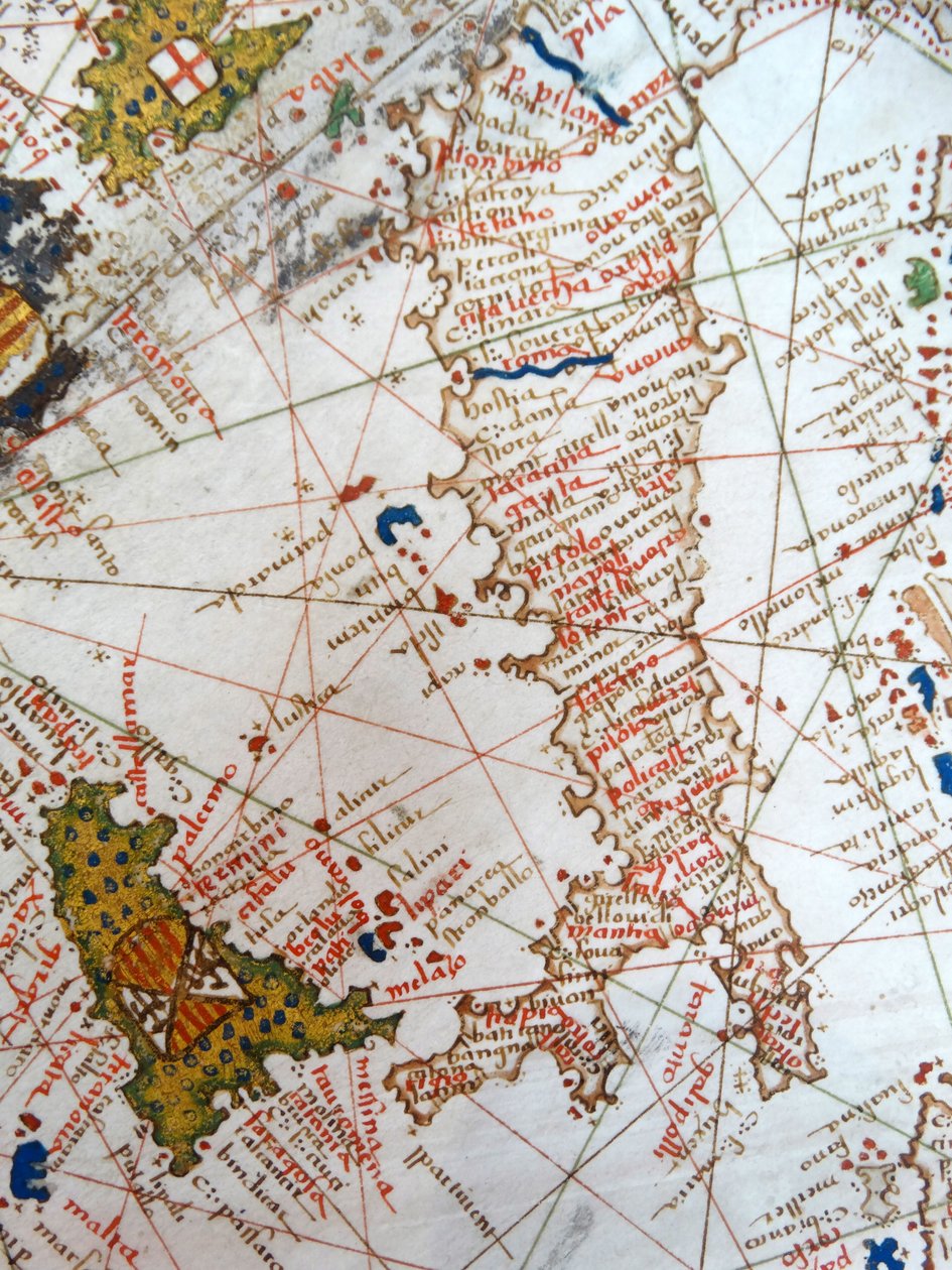 Italien och Sicilien från en renässanskarta över Europa, Jacopo Russo (efter), 1528 av Jacopo Russo