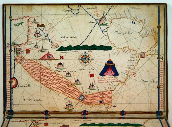 Ms Ital 550.0.3.15 fol.5v Karta över Röda havet, från Carte Geografiche av Jacopo Russo