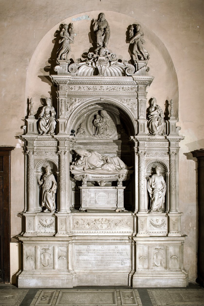 Begravningsmonument till hyllning till kardinal Ascanio Maria Sforza (marmorskulptur, 1505-1507) av Jacopo Sansovino