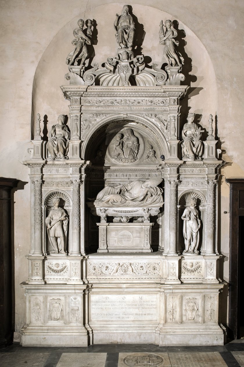 Begravningsmonument till hyllning till kardinal Girolamo Basso Della Rovere (marmorskulptur av Jacopo Sansovino