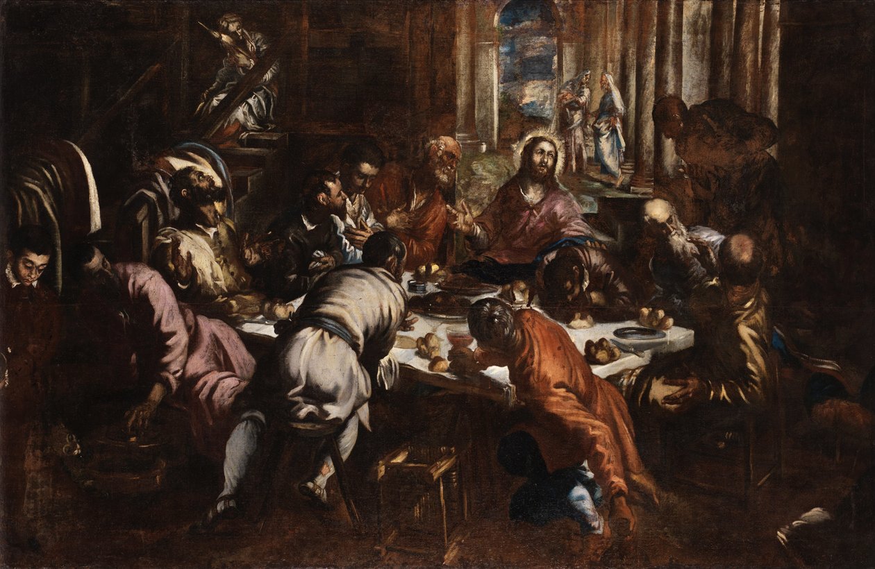 Jacopo Tintoretto Nattvarden (studie till San Trovaso Nattvarden) av Jacopo Tintoretto