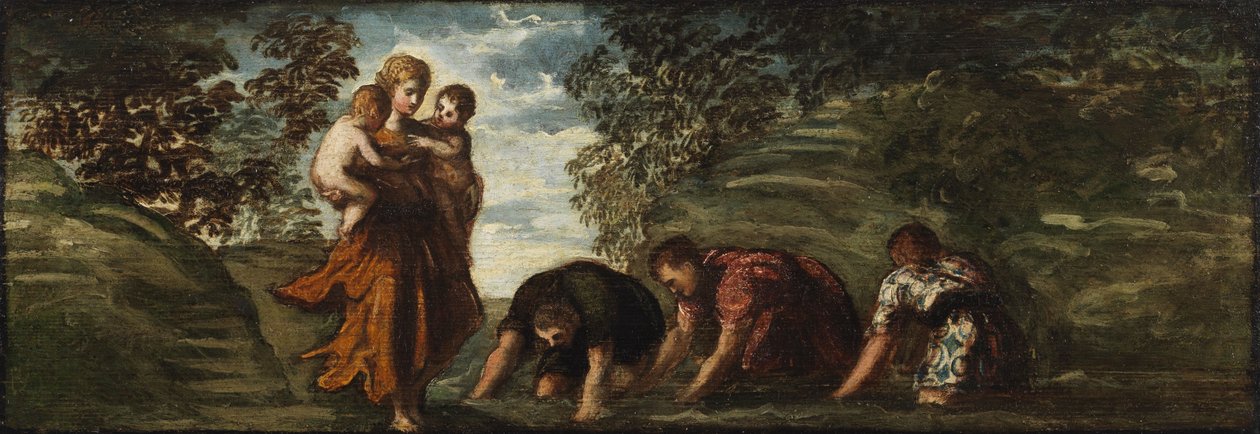 Latona förvandlar de lykiska bönderna till grodor av Jacopo Tintoretto