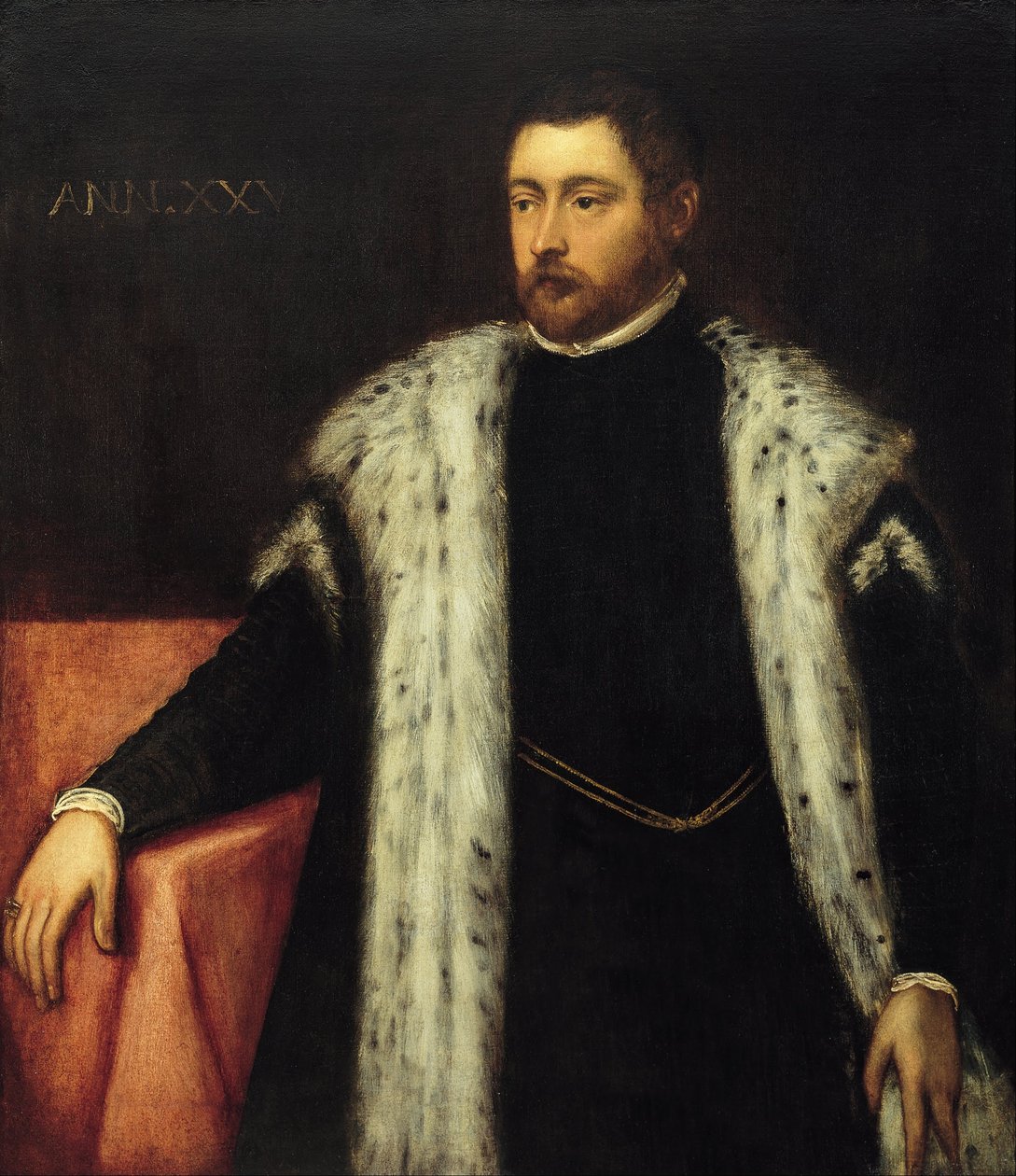Tjugofem år gammal ungdom med pälsfodrad rock av Jacopo Tintoretto