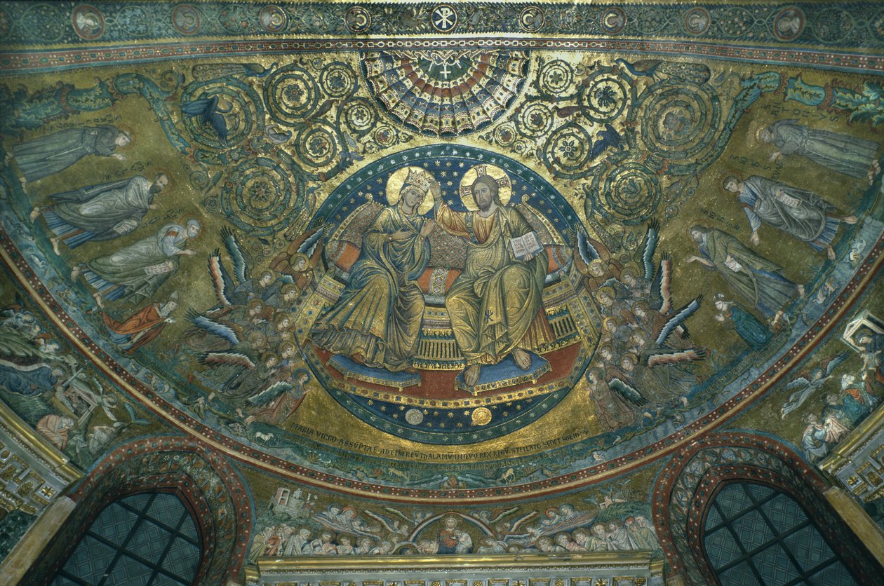 Jungfruns kröning, absiden av Basilica di S.Maria Maggiore, Rom, 1287-92 (mosaik) av Jacopo Torriti