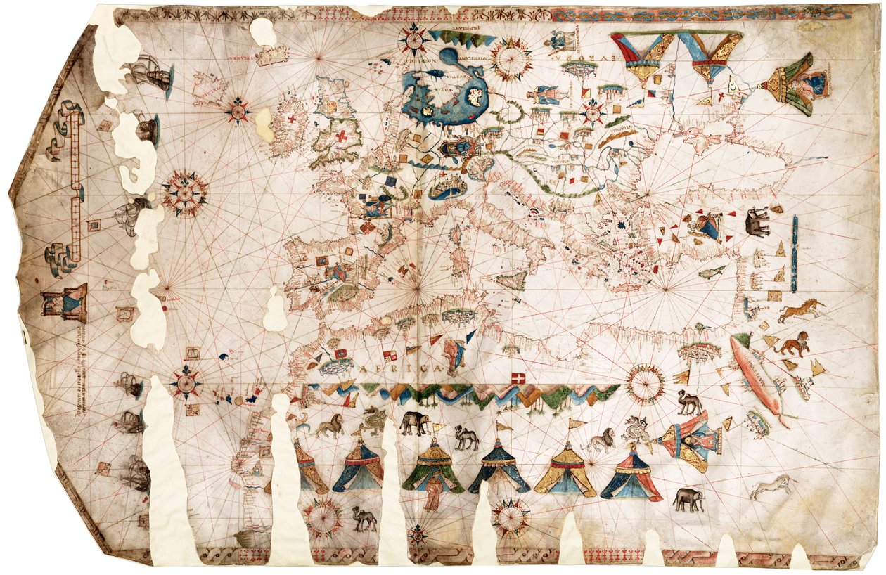 Medelhavet, Svarta havet och Nordostatlanten av Jacopo Vesconte Maggiolo