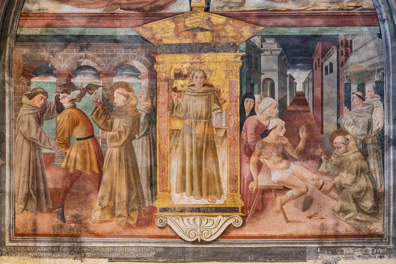 Berättelser om Sankt Antonius av Padua, nisch om Sankt Antonius av Padova, mitten av 1400-talet (fresk) av Jacopo Vincioli