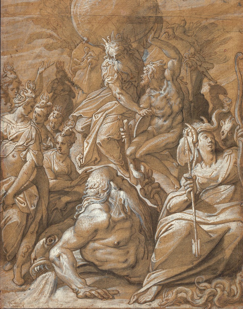 Atlas och Herkules av Jacopo Zucchi