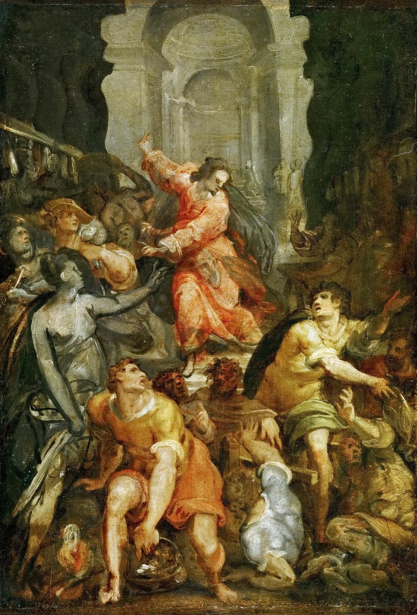 Kristus driver växlarna från templet, ca 1588. av Jacopo Zucchi