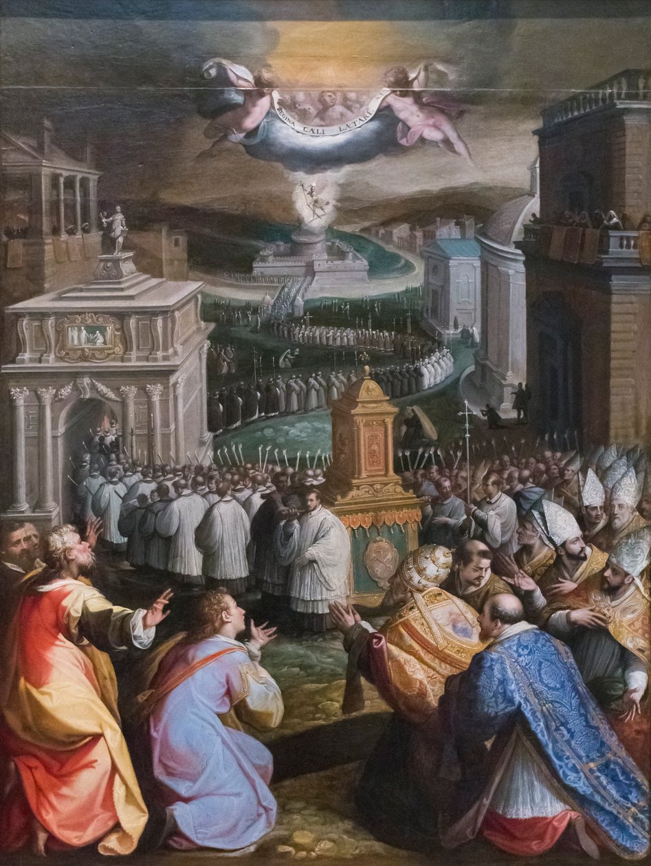 Procession av St Gregory den store (olja på duk) av Jacopo Zucchi