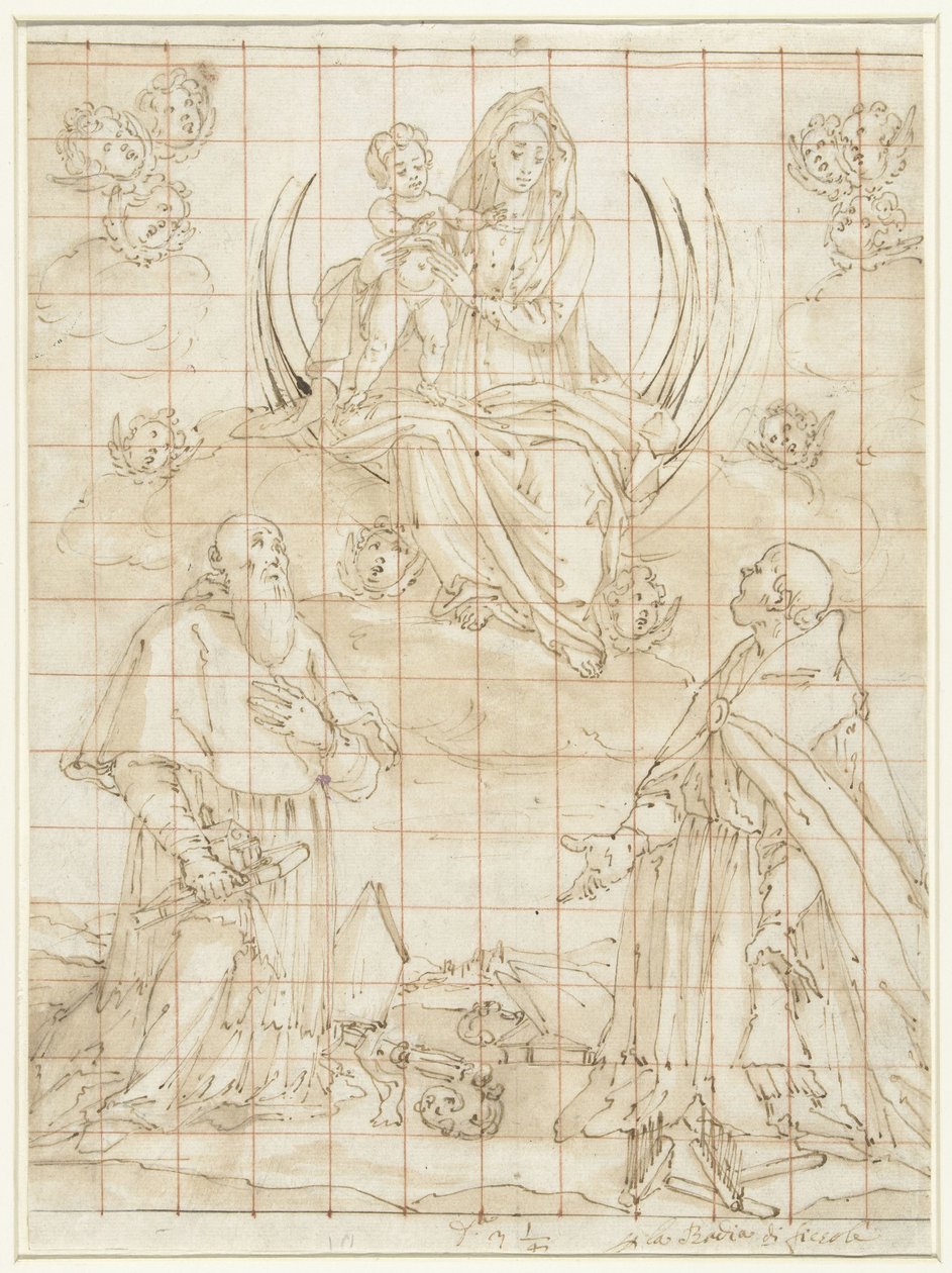 Madonna vördad av två helgon av Jacopo da Empoli (circle of)