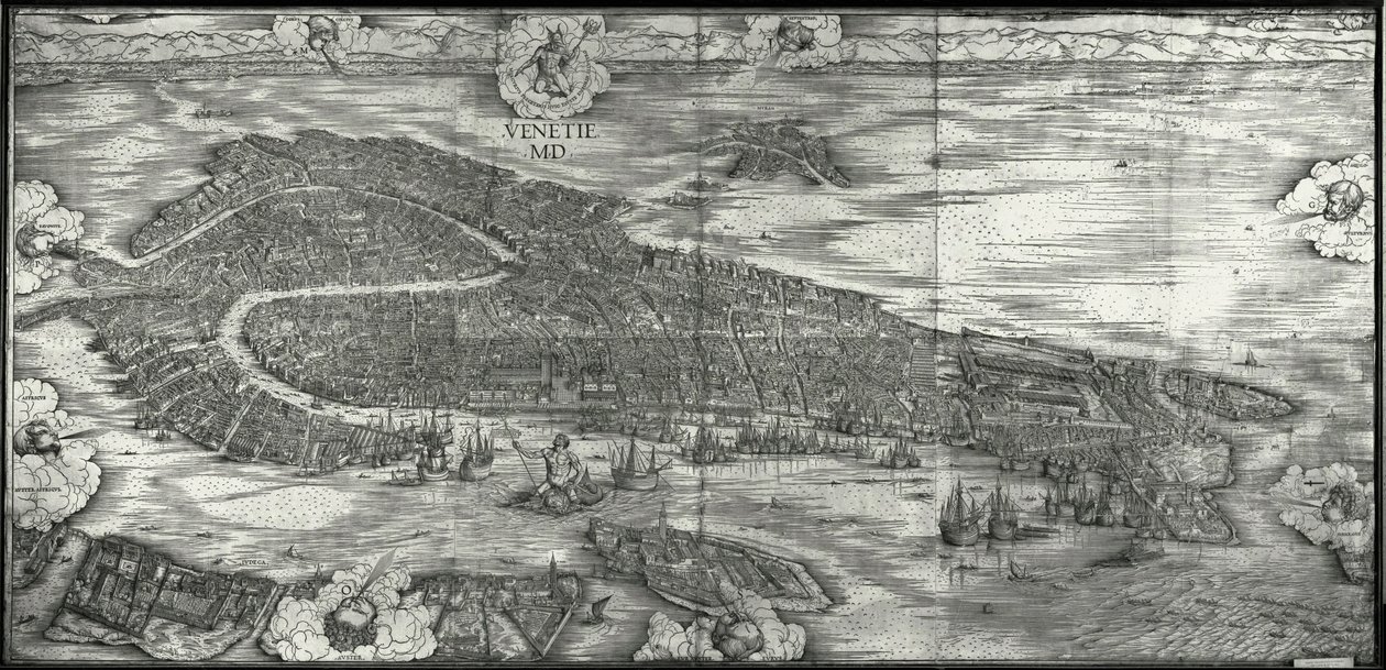 Canale Grande, karta över Venedig av Jacopo de