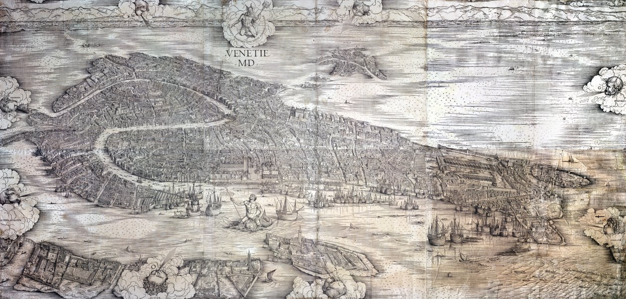 Stor perspektivplan - Venedig, ca 1500 (se även 416593, 416594, 416595) av Jacopo de Barbari