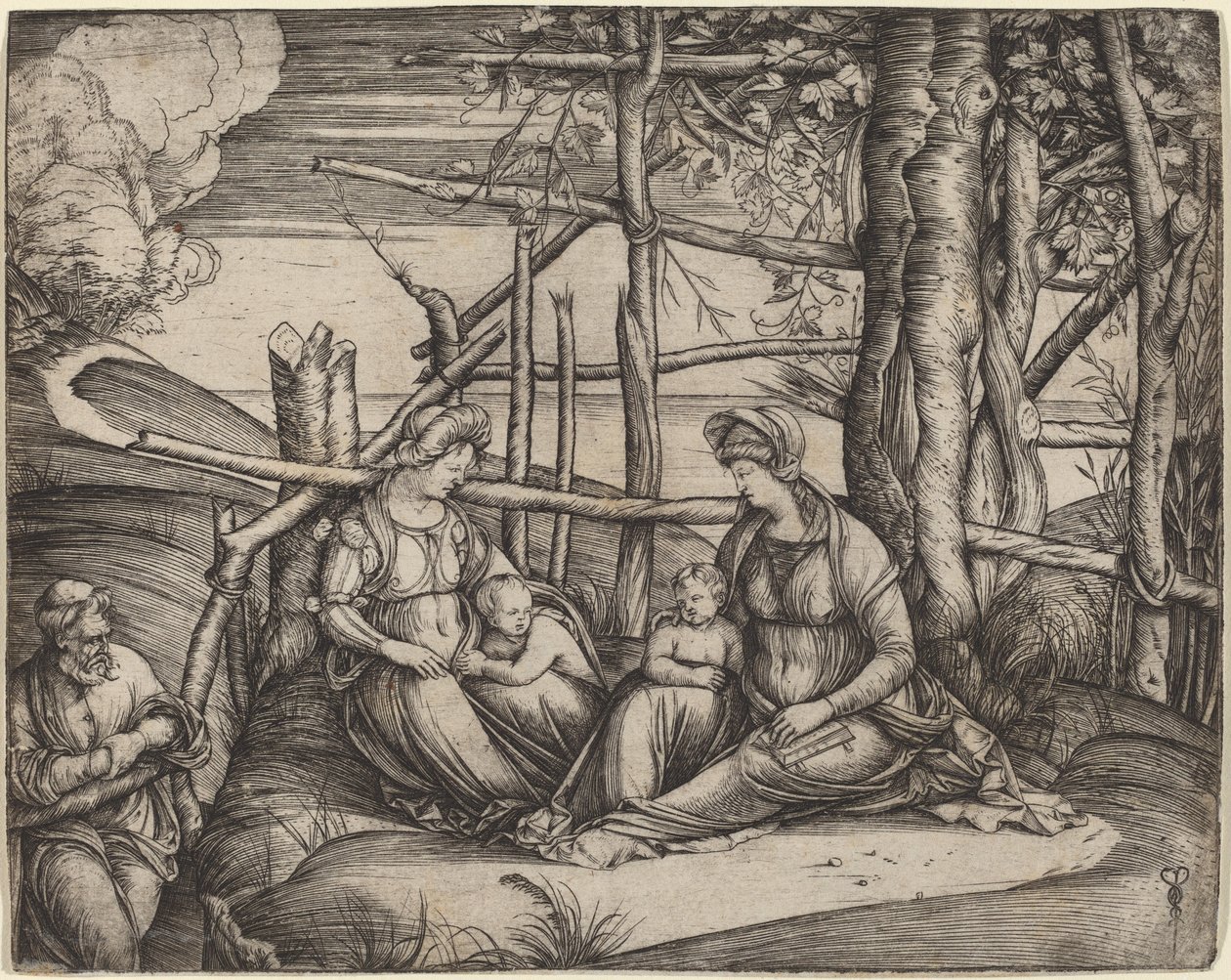 Helig familj med Saint Elizabeth och spädbarnet Saint John the Baptist av Jacopo de