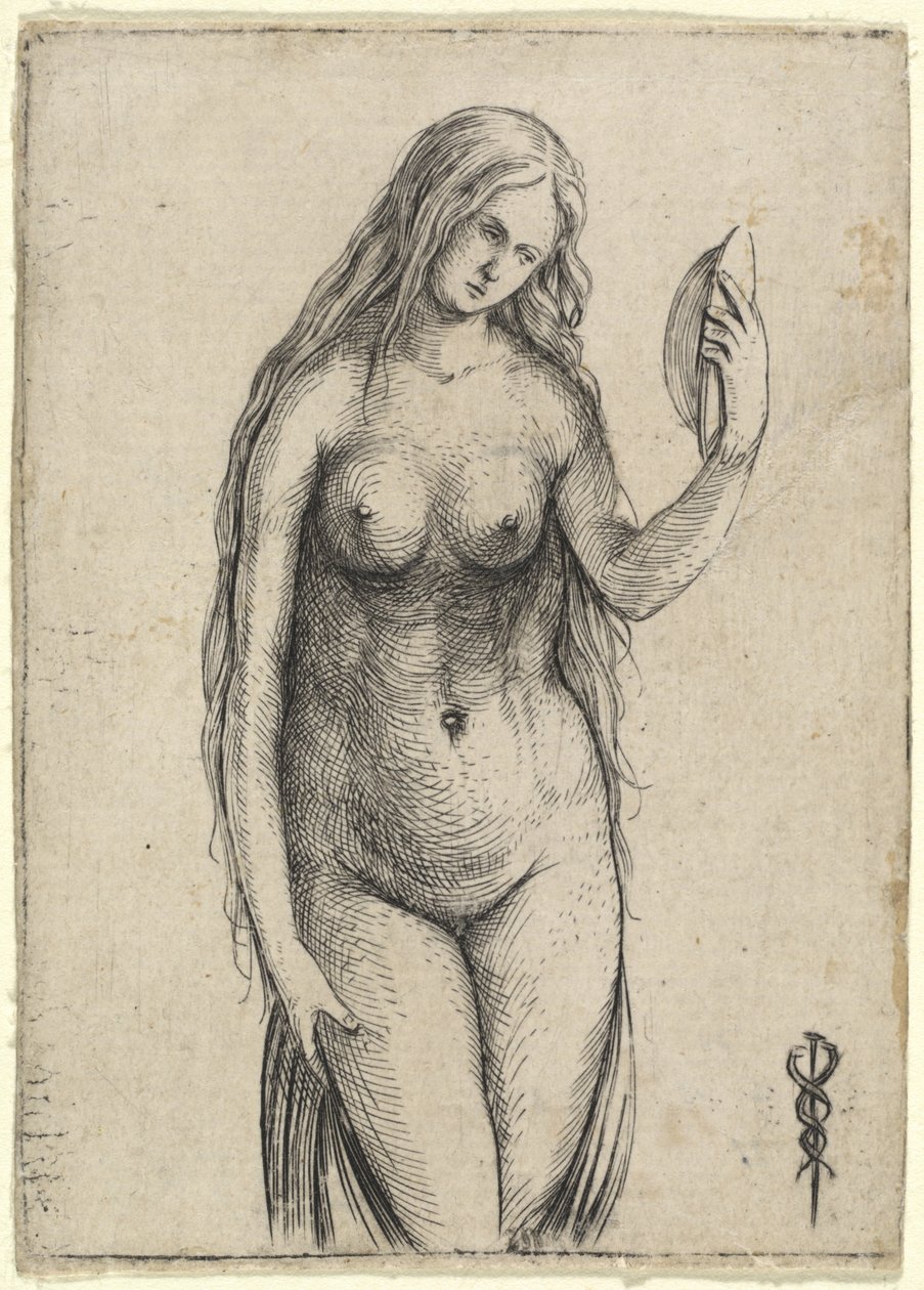 Naken kvinna som håller en spegel (Allegory of Vanitas) av Jacopo de