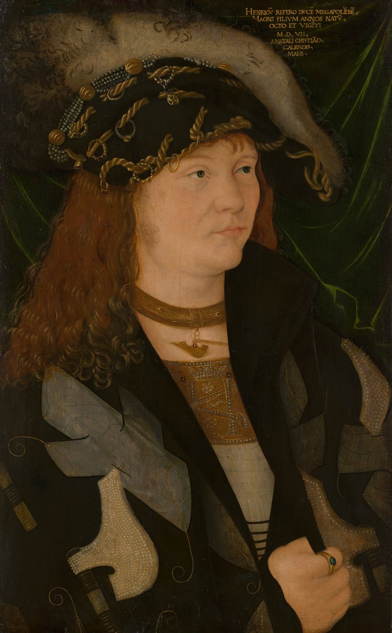 Porträtt av Heinrich (1479-1552), hertigen av Mecklenburg, kallad den fredliga av Jacopo de Barbari