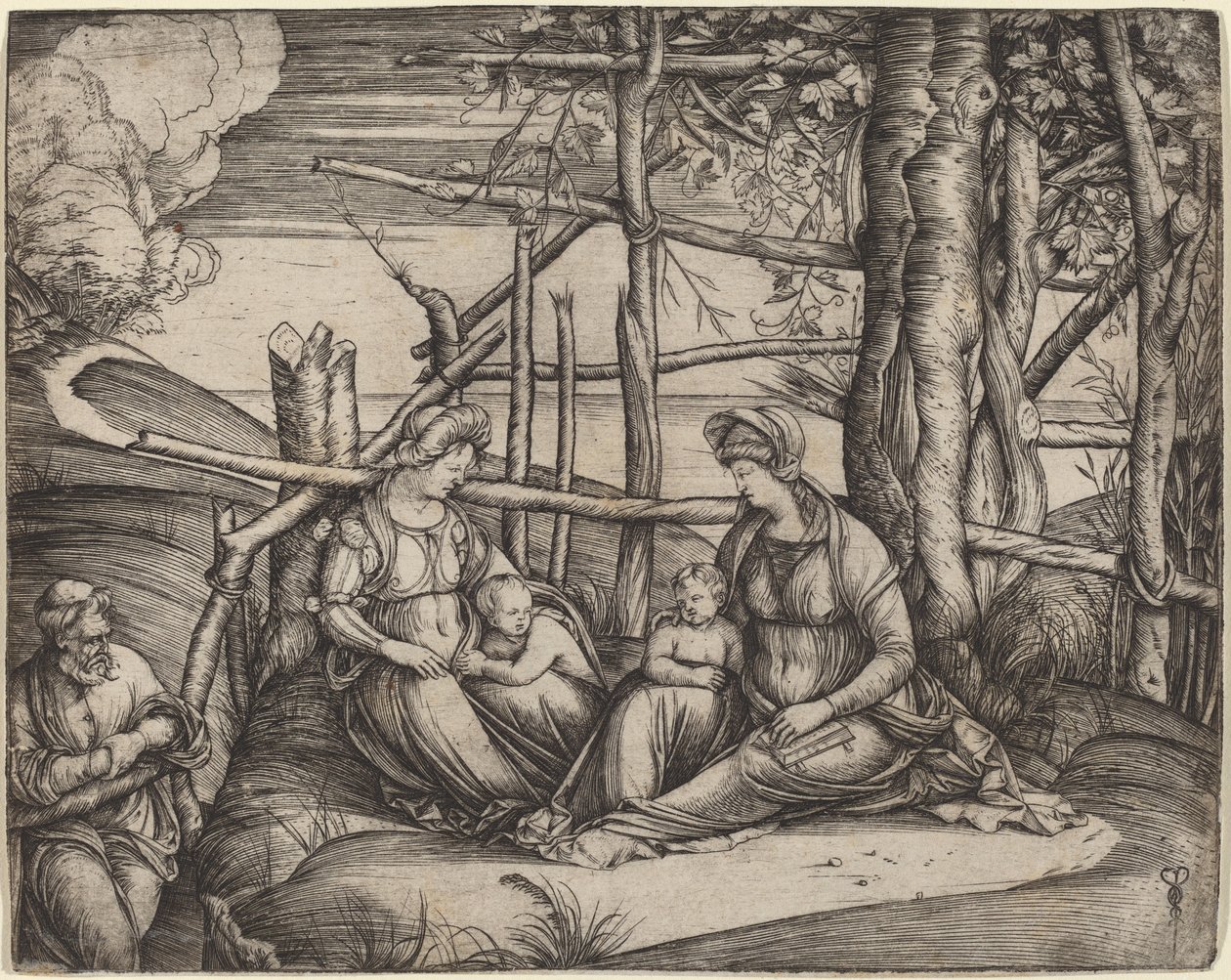 Den heliga familjen med den heliga Elisabet av Jacopo de