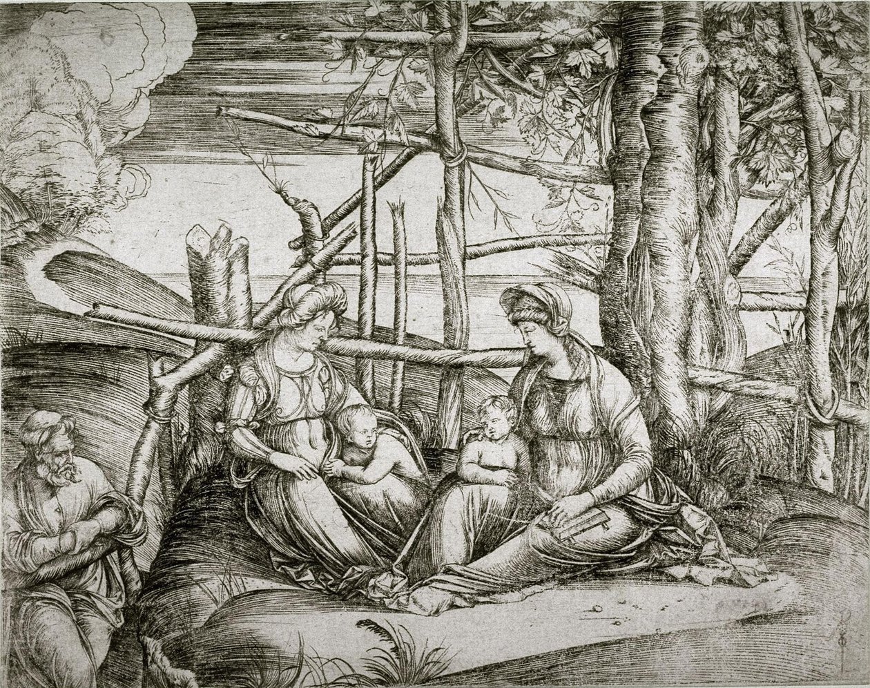 Den heliga familjen med den heliga Elisabet av Jacopo de