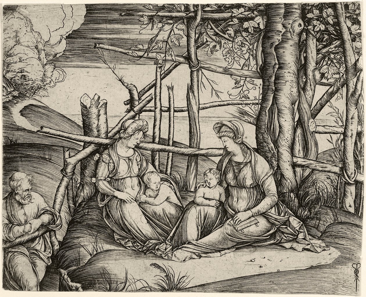 Den heliga familjen med St. Elizabeth och spädbarnet St. John, ca. 1499-1501 av Jacopo de Barbari