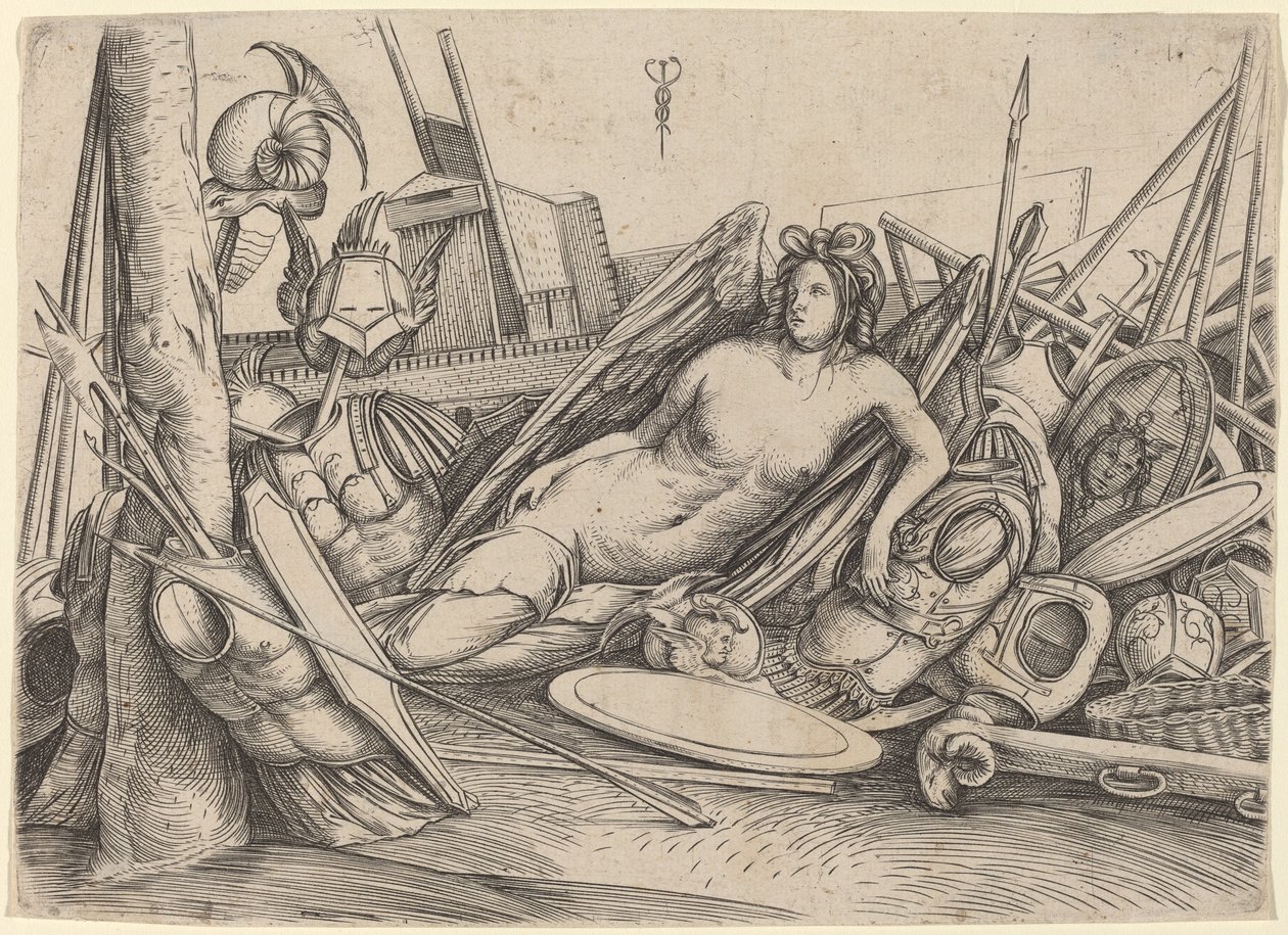 Victory Reclining bland troféer, ca. 15001503. av Jacopo de Barbari