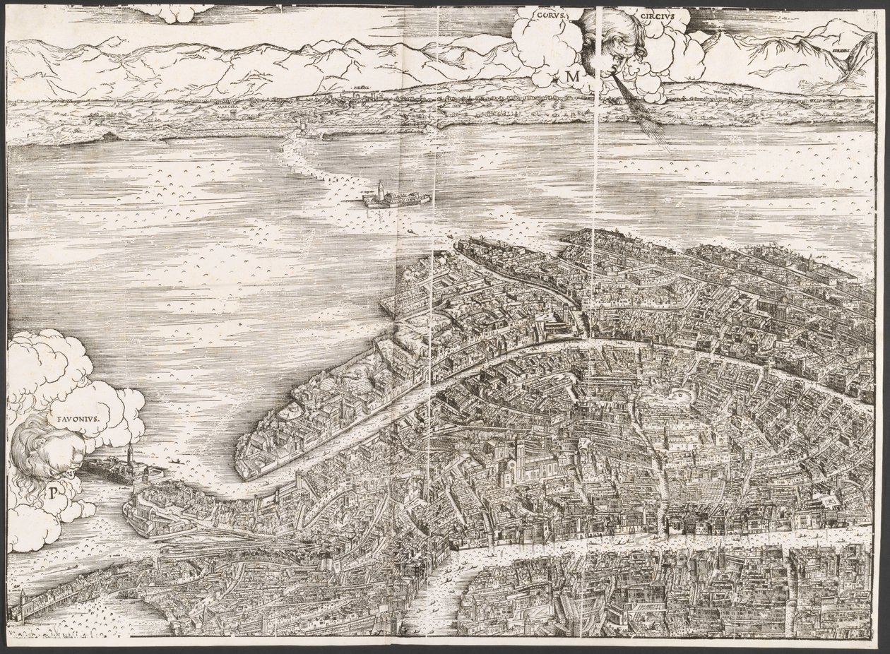 Vy över Venedig [det övre vänstra kvarteret] av Jacopo de