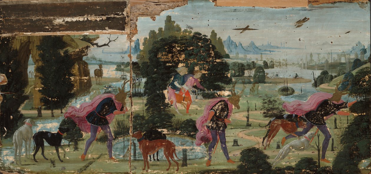 Actaeon förvandlas till en hjort av Jacopo del Sellaio